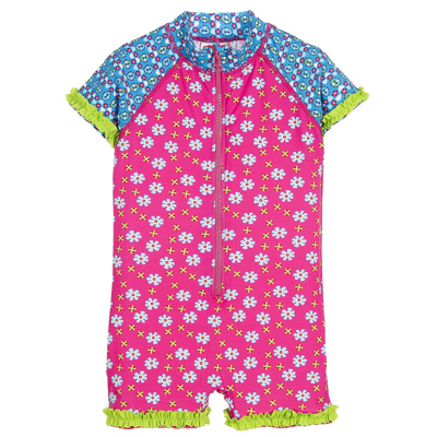 Shop Playshoes Girls Pink Floral Sun Suit (upf50+)