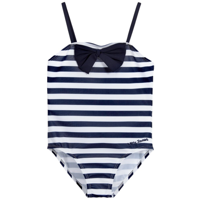 Shop Mitty James Girls Blue & White Striped Swimsuit