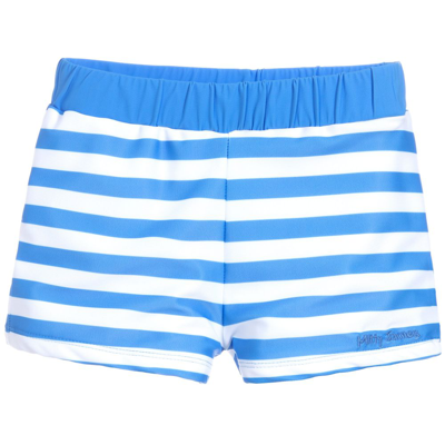 Shop Mitty James Boys Mid-blue & White Stripe Swim Trunks