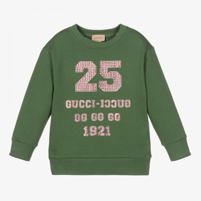 Shop Gucci Girls Green Crystal Sweatshirt