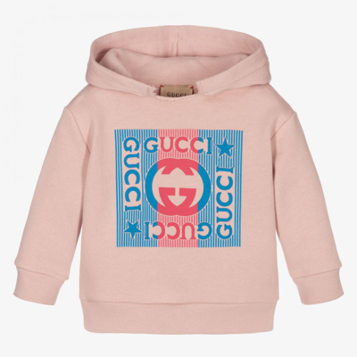 Shop Gucci Girls Pink Cotton Logo Hoodie
