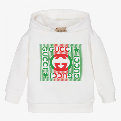 uvidenhed Snestorm Uganda Gucci Baby Logo Print Cotton Hoodie In White | ModeSens