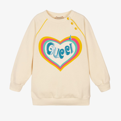Shop Gucci Girls Ivory Cotton Sweatshirt