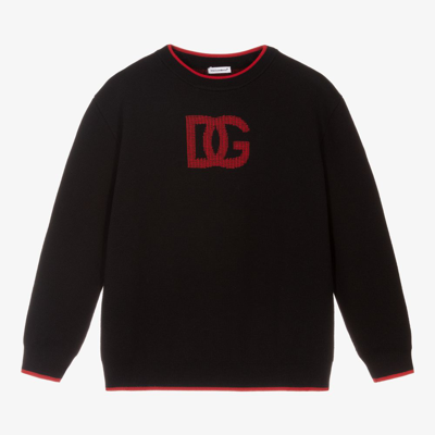 Shop Dolce & Gabbana Boys Teen Black Wool Logo Sweater