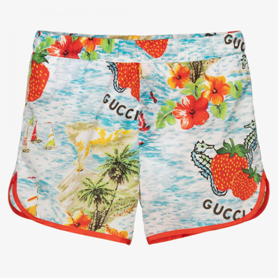 Shop Gucci Boys Blue Swim Shorts