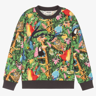 Shop Kenzo Teen Girls Tropical Sweatshirt In Green