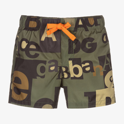 Shop Dolce & Gabbana Baby Boys Green Swim Shorts