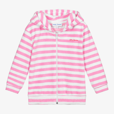 Shop Mitty James Girls Pink Cotton Towelling Zip-up Hoodie