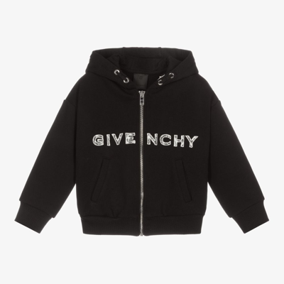 Shop Givenchy Girls Black Logo Zip Up Hoodie