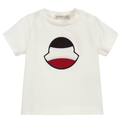 Shop Moncler Boys Ivory Cotton T-shirt