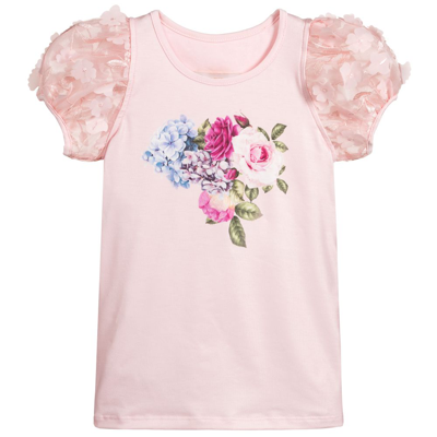 Shop Childrensalon Occasions Girls Pink Floral Cotton T-shirt