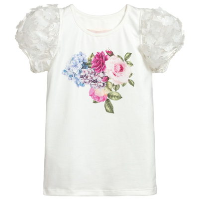 Shop Childrensalon Occasions Girls Ivory Floral Cotton T-shirt
