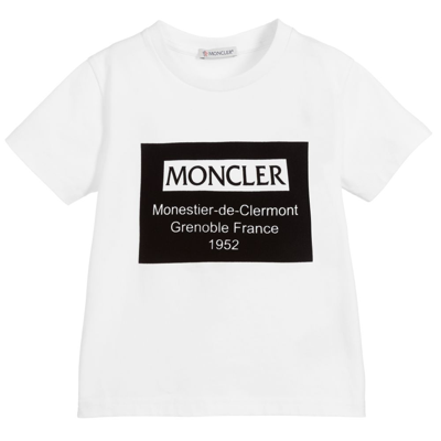 Shop Moncler Boys Teen White Logo T-shirt