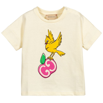 Shop Gucci Girls Ivory Gg Apple Baby T-shirt