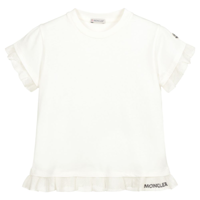 Shop Moncler Teen Girls White Logo T-shirt