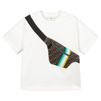 Shop Fendi Boys White Bag Logo T-shirt