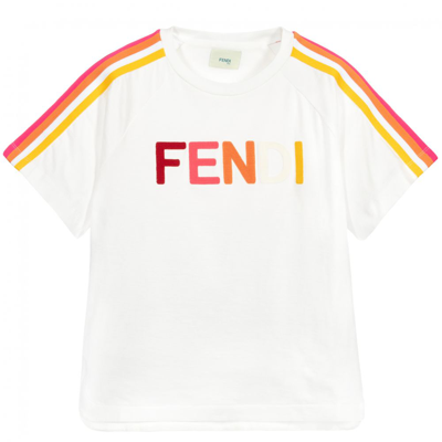 Shop Fendi Teen White Logo T-shirt