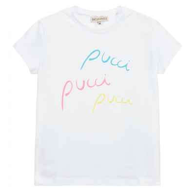 Shop Emilio Pucci Girls Teen White Logo T-shirt