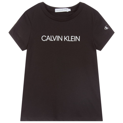 Shop Calvin Klein Jeans Est.1978 Girls Black Organic Cotton Logo T-shirt