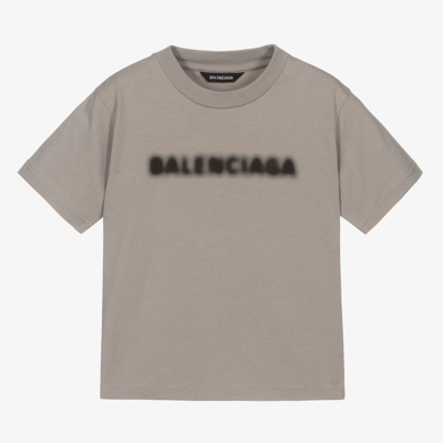 Shop Balenciaga Grey Cotton Logo T-shirt