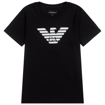 Shop Emporio Armani Boys Teen Black Logo T-shirt