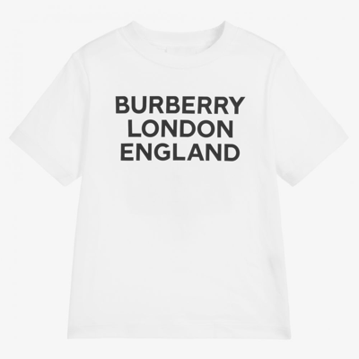 Shop Burberry White Cotton Logo T-shirt