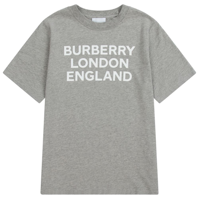 Shop Burberry Teen Grey Cotton Logo T-shirt