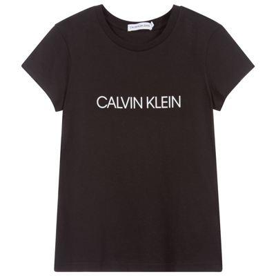 Shop Calvin Klein Jeans Est.1978 Teen Girls Black Cotton Logo T-shirt