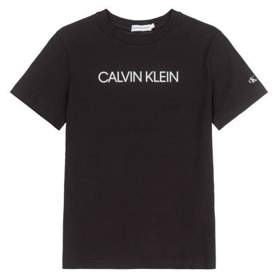 Shop Calvin Klein Jeans Est.1978 Teen Black Organic Cotton Logo T-shirt