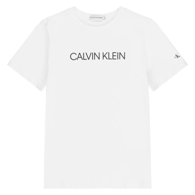 Shop Calvin Klein Jeans Est.1978 Teen White Organic Cotton Logo T-shirt