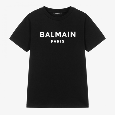 Shop Balmain Teen Black Logo T-shirt