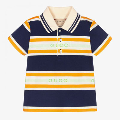 Shop Gucci Baby Boys Blue Polo Shirt
