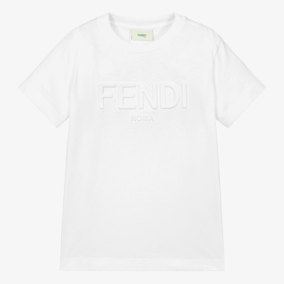 Shop Fendi White Cotton Logo T-shirt