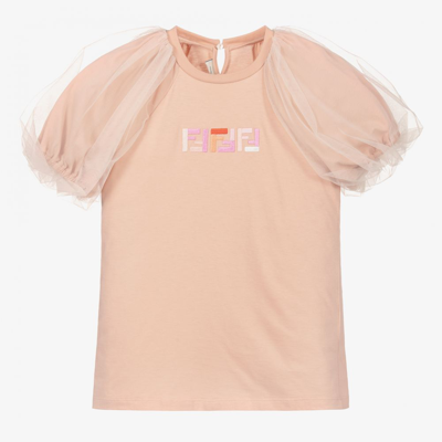 Shop Fendi Girls Teen Pink Logo T-shirt