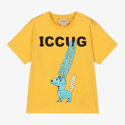 Shop Gucci Freya Hartas Baby T-shirt In Yellow