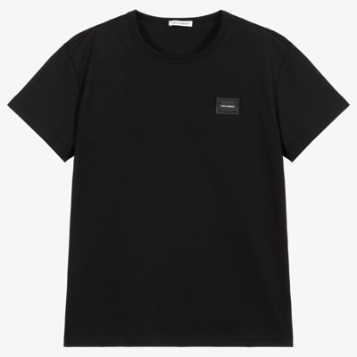 Shop Dolce & Gabbana Boys Teen Black Logo T-shirt