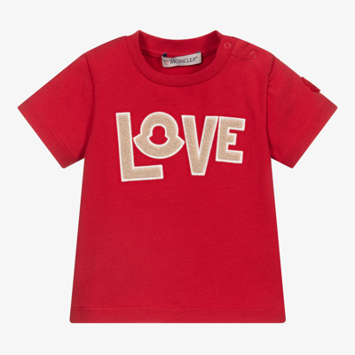 Shop Moncler Girls Red Love T-shirt