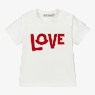 Shop Moncler Girls Ivory Love T-shirt