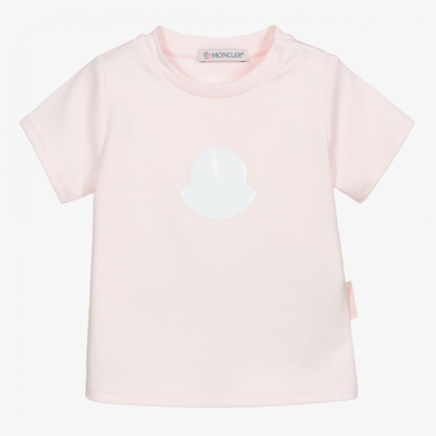 Shop Moncler Girls Pink Logo T-shirt