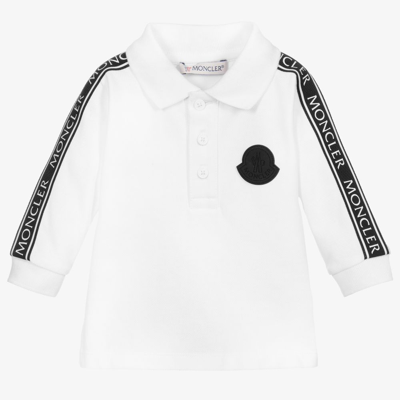 Shop Moncler Boys White Logo Polo Shirt