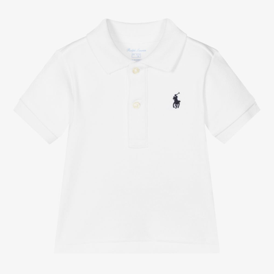 Shop Ralph Lauren Baby Boys White Cotton Jersey Polo Shirt