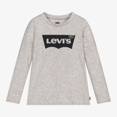 Shop Levi's Girls Grey Cotton Logo Top