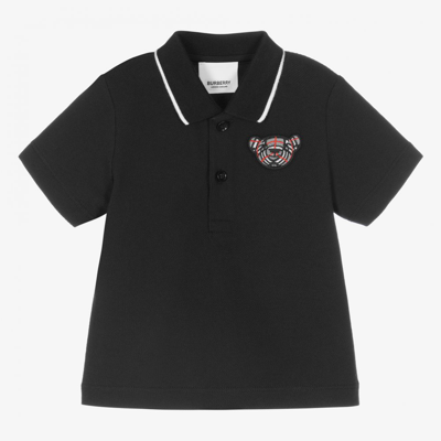 Shop Burberry Baby Boys Black Polo Shirt