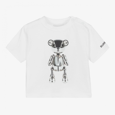 Shop Burberry White Cotton Baby T-shirt