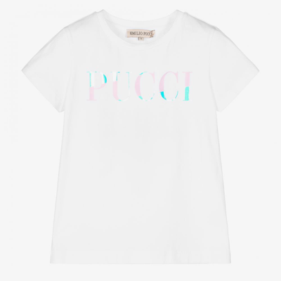 Shop Emilio Pucci Girls White Logo T-shirt