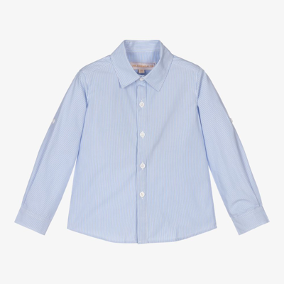 Shop Childrensalon Occasions Boys Blue Striped Cotton Shirt