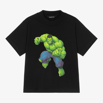 Shop Balenciaga Black Hulk© Cotton T-shirt