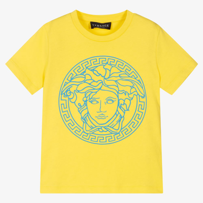 Shop Versace Yellow Cotton Medusa T-shirt