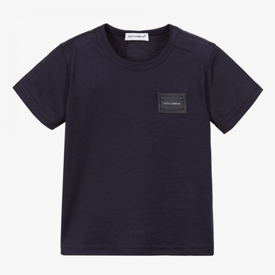 Shop Dolce & Gabbana Navy Blue Cotton Baby T-shirt