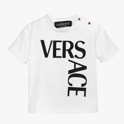 Shop Versace White & Black Logo T-shirt